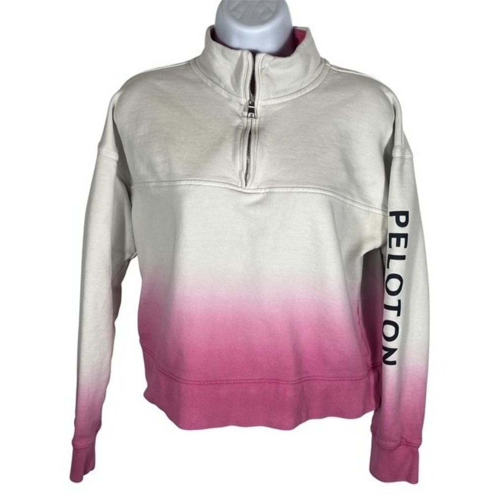 Peloton Womens Sz S Cropped 1/4 Zip Pullover Sweatshirt Ombre Pink Dip -1596